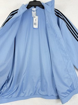 Adidas Originals Track Jacket Medium Ash Blue Black 3 Stripes Full Zip New NWT
