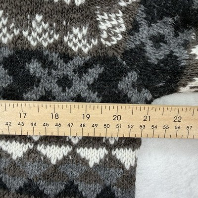 Garnet Hill Alpaca Wool Sweater Medium Fair Isle Brown Womens Tops 1/4 Zip