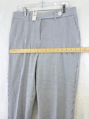 Talbots Seersucker Pants 8 Tapered Ankle Market Stripe Blue Womens New NWT