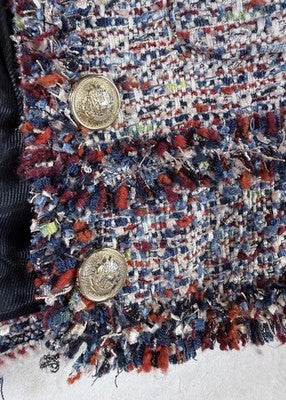 Zara Jacket Women Small Blazer Tweed Boucle Gold Button