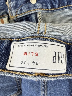 Gap Jeans Men 34x30 Slim Fit Resin Rinse Blue Denim