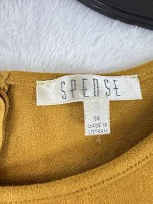 Spense Dress 14 Fit And Flare Short Faux Suede Gold Sleeveless Womens