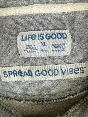 Life Is Good XL Mens Hoodie Road Trip Gray Sweatshirt Pullover