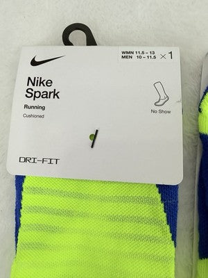 Nike Spark Lightweight Socks Volt Running No Show Cushioned Mens 10-11.5 Lot New
