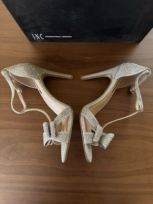 INC International Concepts Heels 11 Womens Reesie Rhinestone Bow Evening Sandals