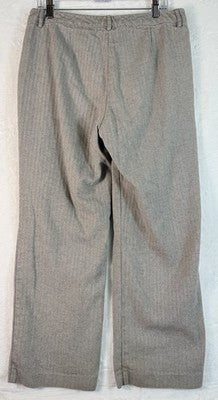 LL Bean Classic Fit Trousers 12 Petite Womens Pants 12P Lined Beige Herringbone