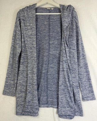 Gap Softspun Hooded Cardigan Small Open Front Blue Jersey Knit Women