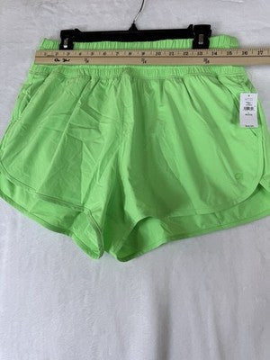 Gap Fit Running Shorts Large Petite Womens Lime Green High Rise Brief Liner New
