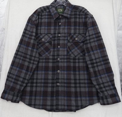 Stillwater Supply Co Flannel Shirt Mens Large Gray Plaid Long Sleeve Button Down