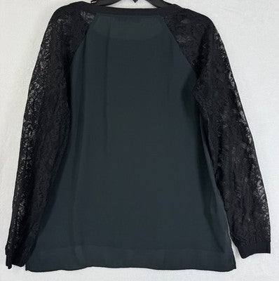 LOFT Top Small Long Sleeve Green Lace Sleeve Blouse Womens
