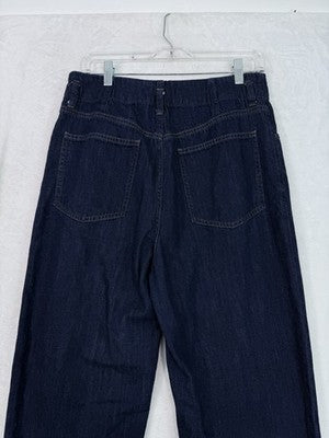 Uniqlo Jeans Womens 10 Relaxed Fit Tapered High Rise Dark Blue Denim