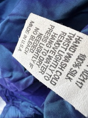 Eleven Stitch Design Top Large Blue Silk Crinkle Blue Purple Lagenlook Women
