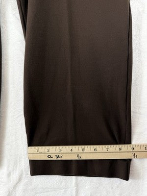 Susan Graver Smart Ponte Pants XL Petite Dark Brown Pull On Knit Slim Leg Womens