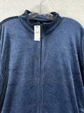 Talbots 3X Petite Jacket Velour Full Zip Blue 3XP Plus Size Womens New NWT