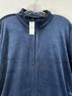 Talbots 3X Petite Jacket Velour Full Zip Blue 3XP Plus Size Womens New NWT