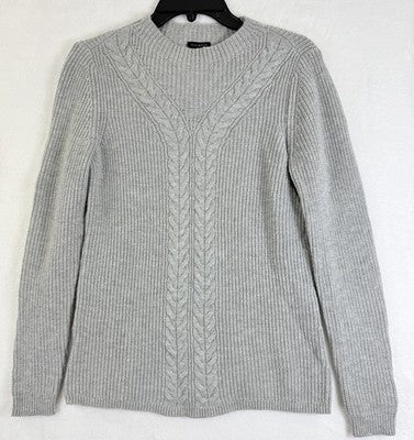 Talbots Sweater Small Lambswool Cable Knit Gray Wool Womens