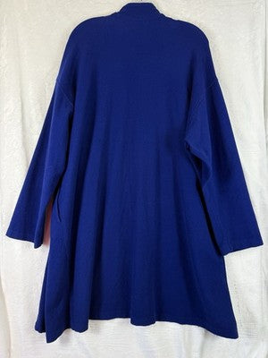 Eleven Stitch Design Cardigan Medium Blue Artsy Lagenlook Art To Wear Womens
