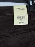 St John’s Bay Corduroy Pants 14 Petite Chocolate Brown Straight Leg Women NEW