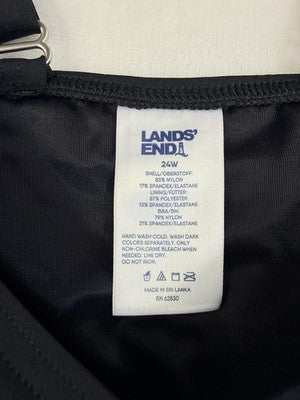 Lands End Tankini Top 24W Black Ruched Swim Underwire Plus Size New NWT