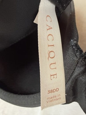 Cacique Bra 38DD Back Smoother Lightly Line Full Coverage Black Womens