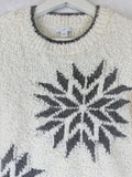J Jill Sweater XS Snowflake Instarsia Ivory Gray Crew Neck Womens Tops
