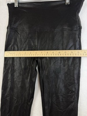 Spanx Leggings Large Black Faux Leather Womens Slimming Compression Shapewear