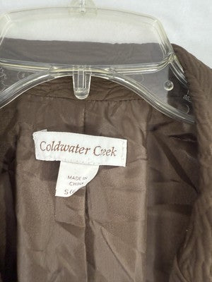 Coldwater Creek Jacket Small Brown Blazer 1 Button Lightweight Womens NEW