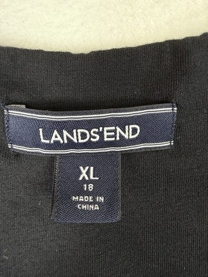 Lands End XL Wrap Dress Black Sleeveless Jersey Knit 18