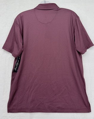 Ben Hogan Performance Polo Small Mens Shirt Sleeve Burgundy Print Golf Shirt New