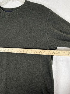 LL Bean Mens Large Waffle Knit Crew Sweatshirt Long Sleeve Green Pullover Cotton