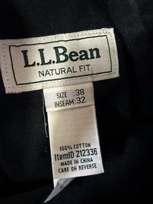 LL Bean Pants 38x32 Natural Fit Blue Mens Pleated 100% Cotton Khaki Chinos