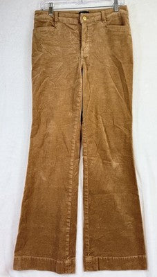 Talbots Corduroy Flare Leg Pants 4 Womens Caramel Tan Brown High Waist