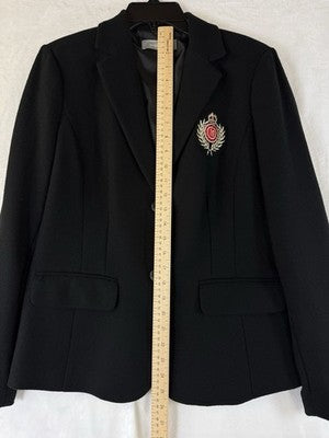 Liz Claiborne Blazer 6 Womens Black Wool Blend Logo Jacket