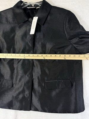 Chicos Shantung Jacket Size 2 Large Womens Black New NWT