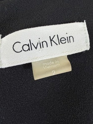 Calvin Klein Dress 2 Chiffon Bell Sleeve Sheath Black Cocktail Party Womens