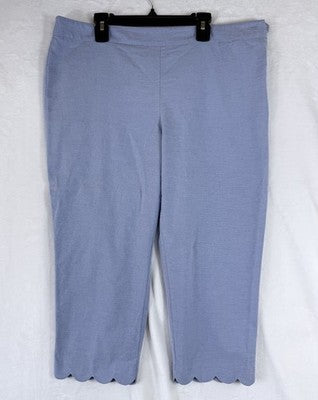 Talbots Chatham Crop Pants 10 Petite Women Scalloped Hem Blue Cotton Stretch 10P