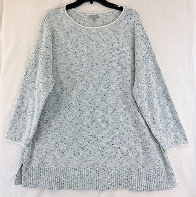 T By Talbots 2X Tops Sweater Crew Neck Long Sleeve Blue Cotton