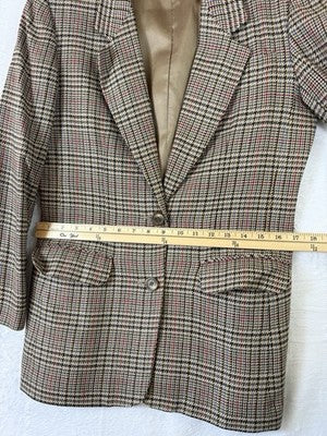 Vintage Talbots Blazer 6 Brown Plaid 90s Suit Jacket Womens Wool Dark Academia