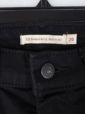 Levis 725 High Rise Bootcut 26 Jeans Womens Black 26x32 Levi’s Boot Cut