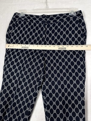 Talbots 12P  12 Petite Denim Pants Heritage Fit Medium Blue White Print Womens