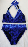 Venus Bikini Top Bottoms Medium Top 4 Bottom Blue Halter Triangle