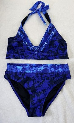 Venus Bikini Top Bottoms Medium Top 4 Bottom Blue Halter Triangle