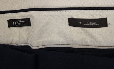 Ann Taylor Loft Marisa Pants 12 Navy Blue Womens