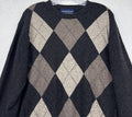Davis And Squire 100% Cashmere 2 Ply Sweater Medium Gray Argyle Mens