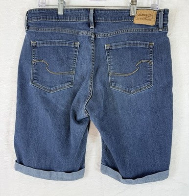 Levis Bermuda Shorts Women 14 32 Blue Levi Strauss Signature Roll Cuff