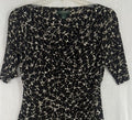 Lauren Ralph Lauren Faux Wrap Dress 6 Womens Black Tan Abstract Print Stretch