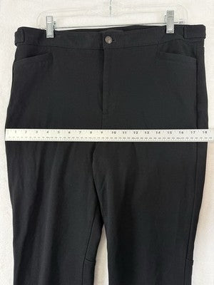 Talbots Lexington Pants 12 Black Textured Point Knit Gold Buttons Womens