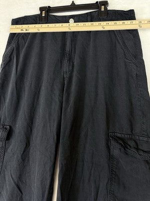 Levis Baggy Dad Cargo Pants 32 Womens Black Wide Leg Tencel