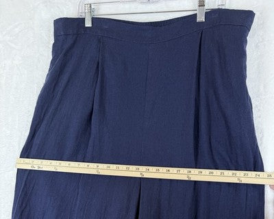Banana Republic Wide Leg Cropped Pants XL Blue Linen Blend Pull On Womtns