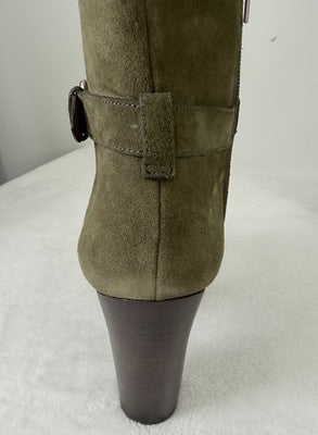 Coach Boots Womens Size 9.5 Beverly Mid Calf Green Suede Leather Block Heel